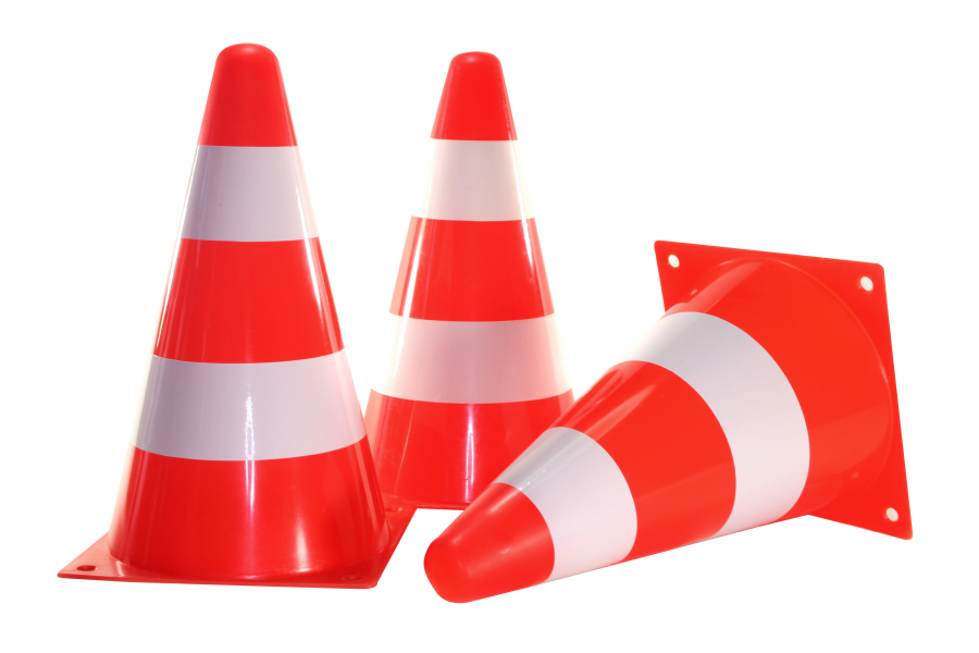 Three orange traffic cones